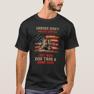 Camiseta Heróis não Vestem Capes que Vestem Dog tags Vetera