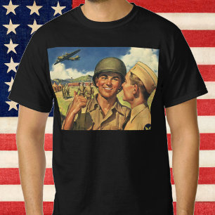 Camiseta Heróis Patrióticos Vintage, Homens de Avião Milita