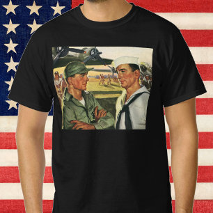 Camiseta Heróis Patrióticos Vintage, Homens Militares Unifo