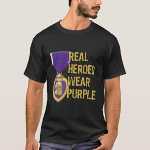 Camiseta Heróis Verdadeiros Militares de Coração Roxo Veste