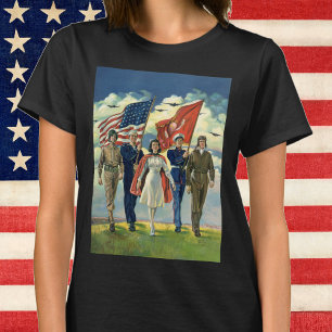 Camiseta Heros do Pessoal Militar Vintage Patriótico, Orgu