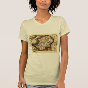 Camiseta Hertfordshire County England Antigo Mapa Antiquári
