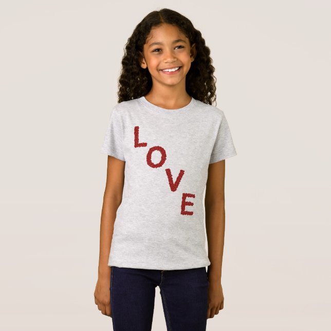 Camiseta Herzhaftes LOVE-Design aus roten Herzen für Sie (Frente Completa)