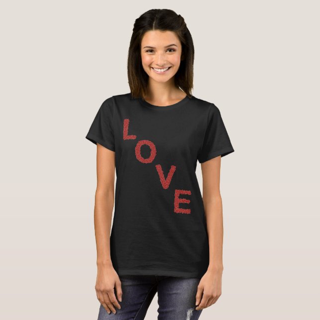 Camiseta Herzhaftes LOVE-Design aus roten Herzen für Sie (Frente Completa)