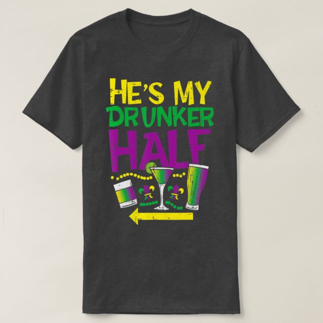 Camiseta Hes My Drunker Half Match Casal Mar (Frente do Design)