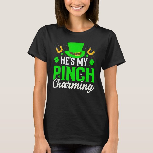 Camiseta He's My Pinch Charming Shamrock St Patrick's Day L (Frente)