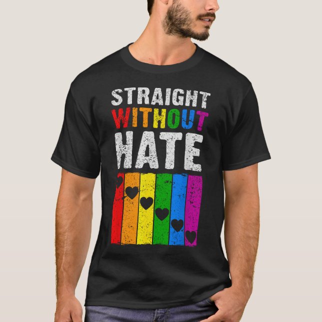 Camiseta Hetero Ally Pride Rainbow Hearts Lgbt (Frente)
