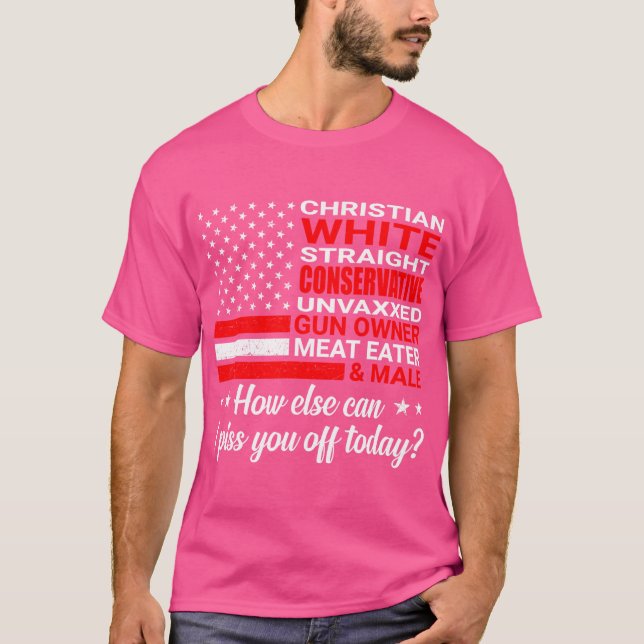 Camiseta Hetero Branco Cristão Arma Não Vaxxada Conservador (Frente)