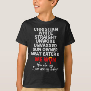 Camiseta Hetero Branco Cristão Não Acordado Proprietário de