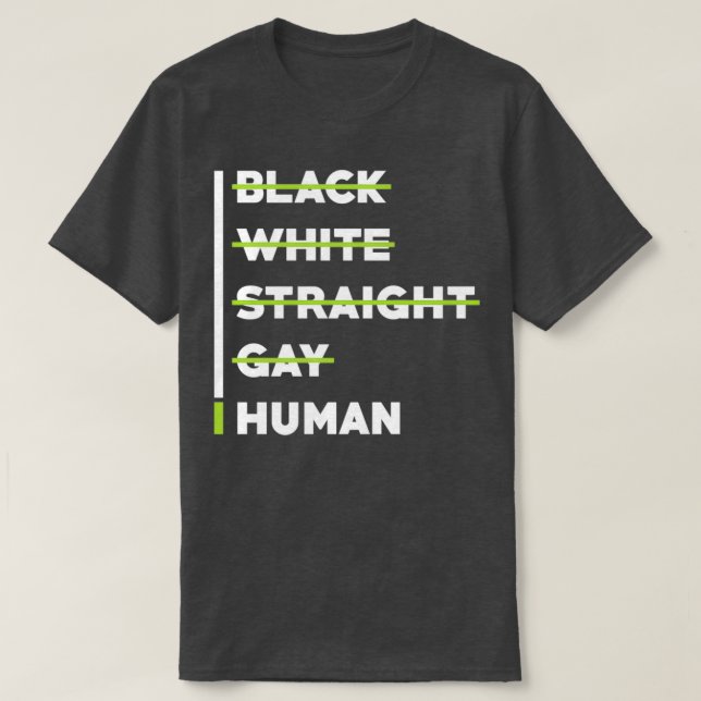 Camiseta Hetero Branco Negro Gay dos Direitos Humanos (Frente do Design)