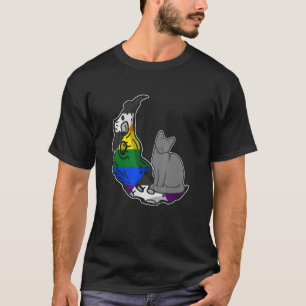 Camiseta Hetero de Lua Sinalizador de Ally Cat LGBTQ Espaço