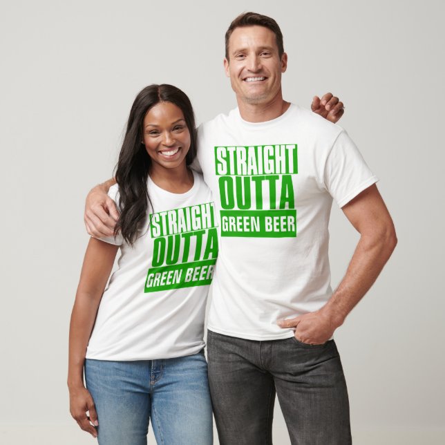 CAMISETA HETERO DE RUA VERDE DE CERVEJA. DIA DE PATRICK (Unissex)