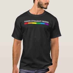 Camiseta Hetero de Token Amigo do Arco-Íris Cores LGBT Home