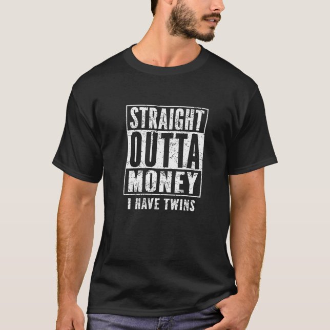 Camiseta Hetero Divertido De Pais Gêmeos Sem Dinheiro Eu Te (Frente)