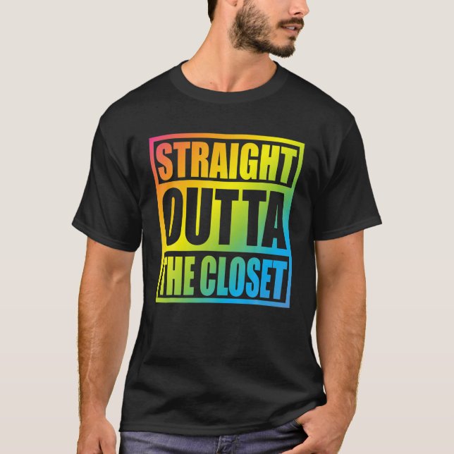 Camiseta Hetero Do Armário, Orgulhoso Presente LGBT Arco-Ír (Frente)