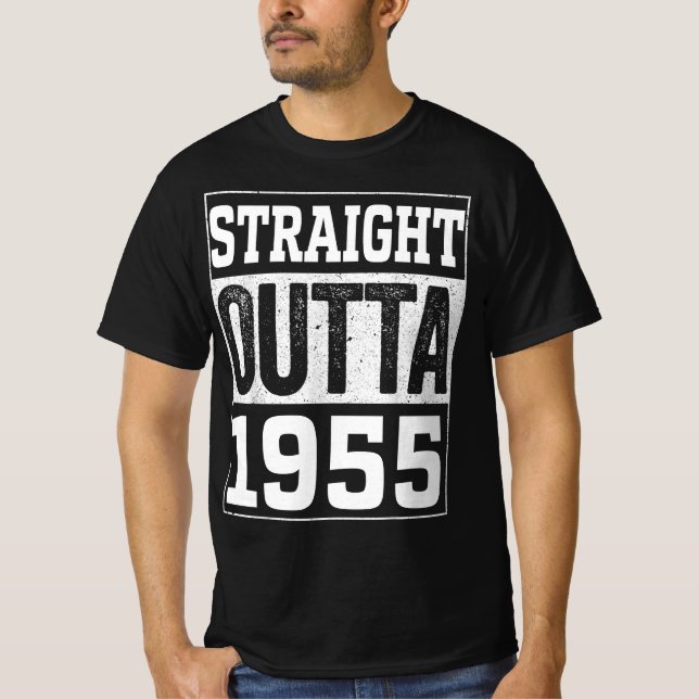 Camiseta Hetero Fora 1955, Presente De Aniversário Feliz Em (Frente)
