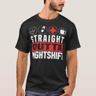 Camiseta Hetero Fora da Noite Turno Curto Enfermagem Engraç