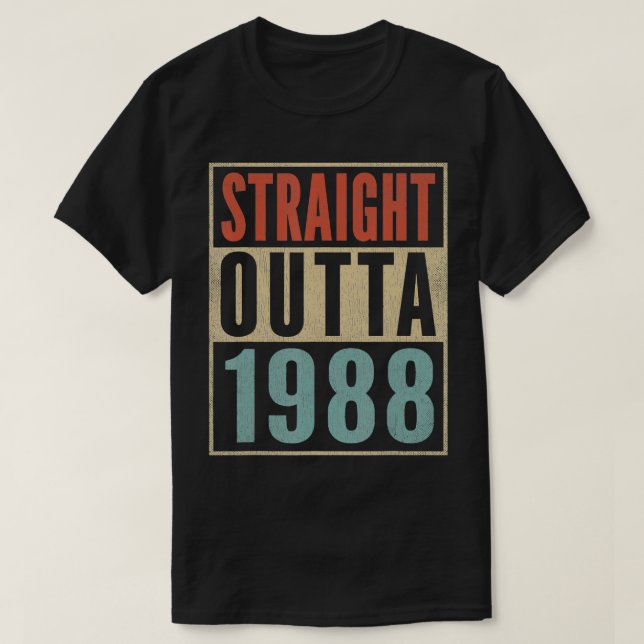 Camiseta Hetero Fora de 1988 Nascer 33º Aniversário Engraça (Frente do Design)