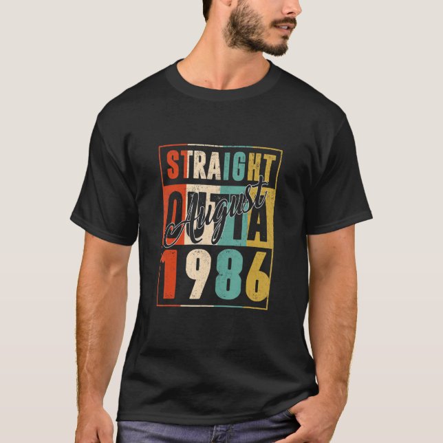 Camiseta Hetero Fora De Agosto De 1986 Retro 36 Anos 36 (Frente)