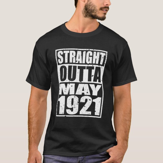 Camiseta Hetero Fora De Maio De 1921 Presente De Aniversári (Frente)