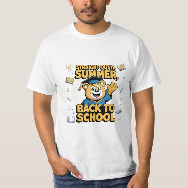 Camiseta Hetero Fora Do Verão, De Volta Ao Urso 🐻 🎓 (Frente)