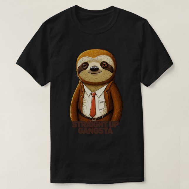 Camiseta Hetero Gangsta Sloth (Frente do Design)