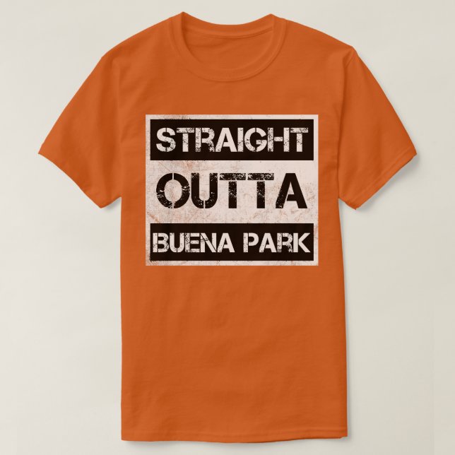 Camiseta Hetero Outta Buena Park Cidade da Califórnia Vinta (Frente do Design)