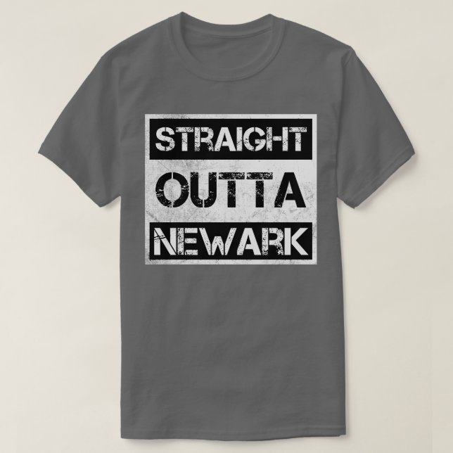 Camiseta Hetero Outta Newark New Jersey Vintage Distresse (Frente do Design)