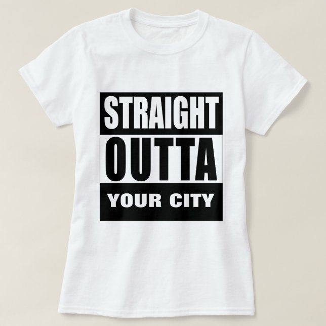 Camiseta HETERO OUTTA [SUA CIDADE ou CIDADE] (Frente do Design)
