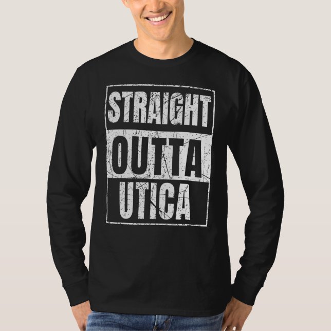 Camiseta Hetero Outta Utica Estado de Nova Iorque (Frente)
