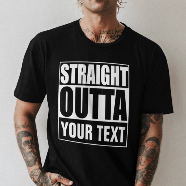 Camiseta Hetero Personalizado Por Você (Straight Outta Personalized By You T-Shirt from Ricaso. Add your own text to personalized t-shirt)