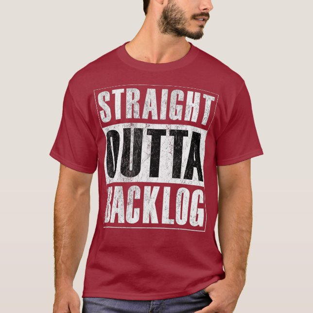 Camiseta Hetero Saída Backlog Ágil Scrum Engraçado (Frente)