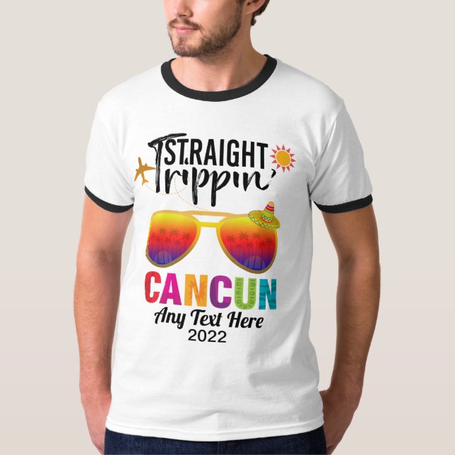Camiseta Hetero Trippin Cancún México Férias de Viagem  (Frente)