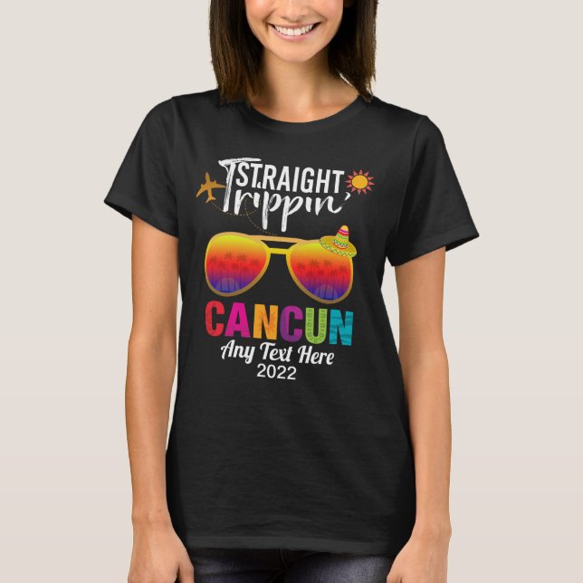 Camiseta Hetero Trippin Cancun México Férias de Viagem T-S (Frente)
