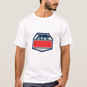 Camiseta Hexágono do gato de tigre do dente do Saber retro