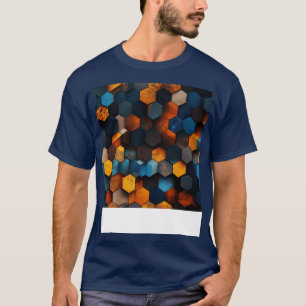 Camiseta Hexágonos Cristais de Madeira Geométrica em Amber 