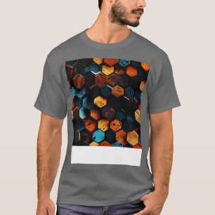 Camiseta Hexágonos Cristais de Madeira Geométrica em Amber