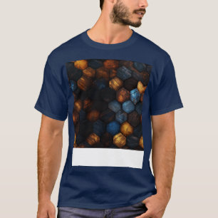 Camiseta Hexágonos Cristais de Madeira Geométrica em Amber
