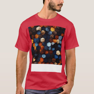 Camiseta Hexágonos Cristais de Madeira Geométrica em Amber 