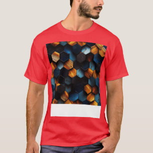 Camiseta Hexágonos Cristais de Madeira Geométrica em Amber