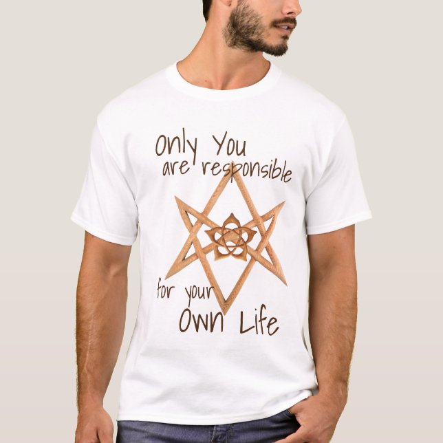 Camiseta Hexagram Unicursal de madeira e Lotus (Frente)