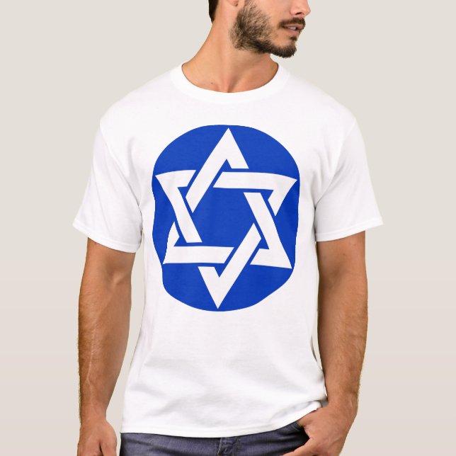 Camiseta Hexagrama (branco a azul) (Frente)