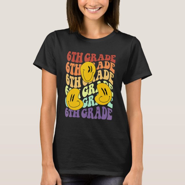 Camiseta hey 6th sixth grade teacher Back To School Retro s (Frente)