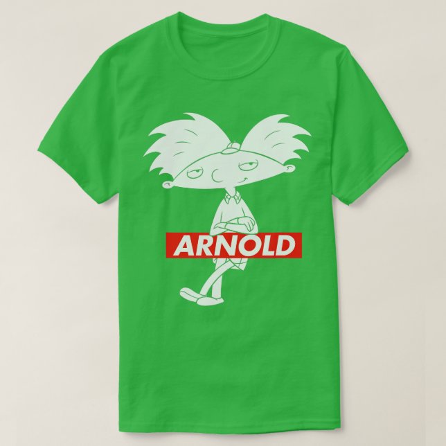 Camiseta Hey Arnold In Red Box Arnold Posing With Arms Cros (Frente do Design)