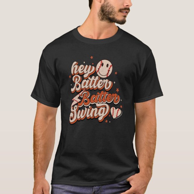 Camiseta Hey Batter Batter Swing Baseball Game Ballpark Ret (Frente)