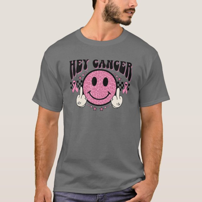 Camiseta Hey Cancer Pink Ribbon Breast Cancer Awareness Sur (Frente)