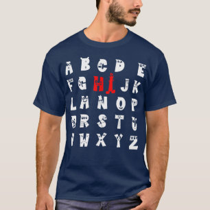 Camiseta HI Alphabet Monstros bonitinhos engraçados ABC Com