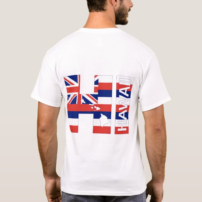 Camiseta HI Ilhas Havaí Bandeira do Havaí (Verso)
