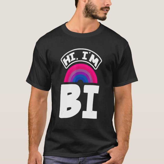 Camiseta Hi I'm Bi Funny Bi Pride Flag Bisexual (Frente)