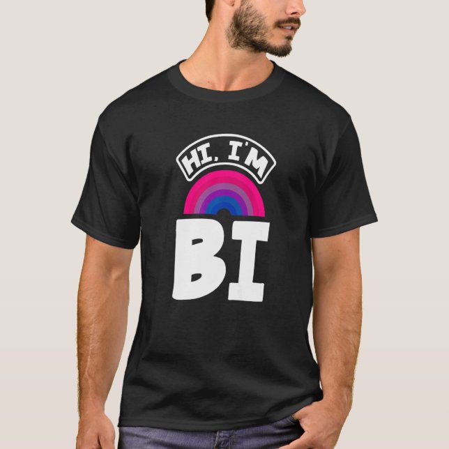 Camiseta Hi I'm Bi Funny Bi Pride Flag Bisexual Premium (Frente)